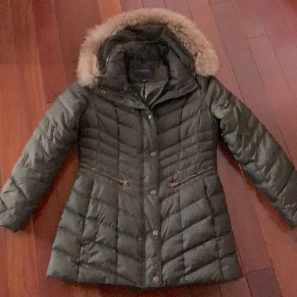 Down/genuine fur trimmed Olive Jacket, S - Picture 1 of 4